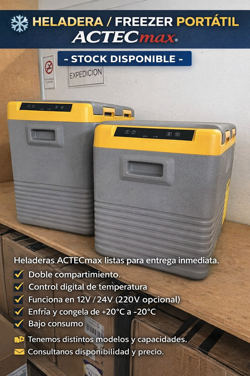 Comparación de altura entre las heladeras ACTECmax de 35 y 43 litros